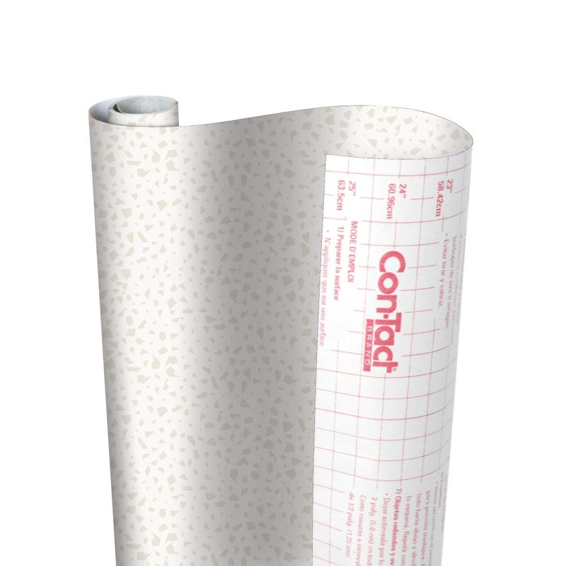 Con-Tact Brand Creative Covering, Self-Adhesive Shelf Liner, Multi-Purpose Vinyl Roll, Easy to Use and Apply, 18'' x 20', Faded Terrazzo Bone - Image 3